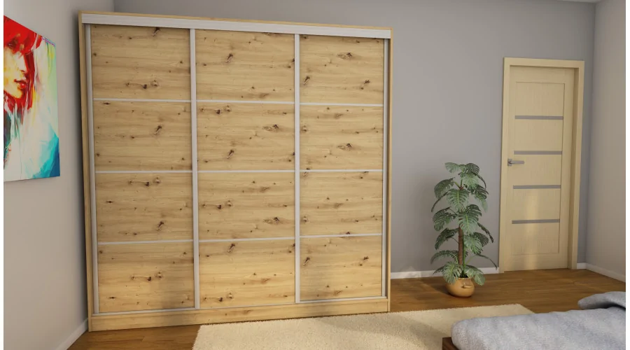 Szafa przesuwna 210x210 cm dąb artisan z szufladami – Virello | eMeblast