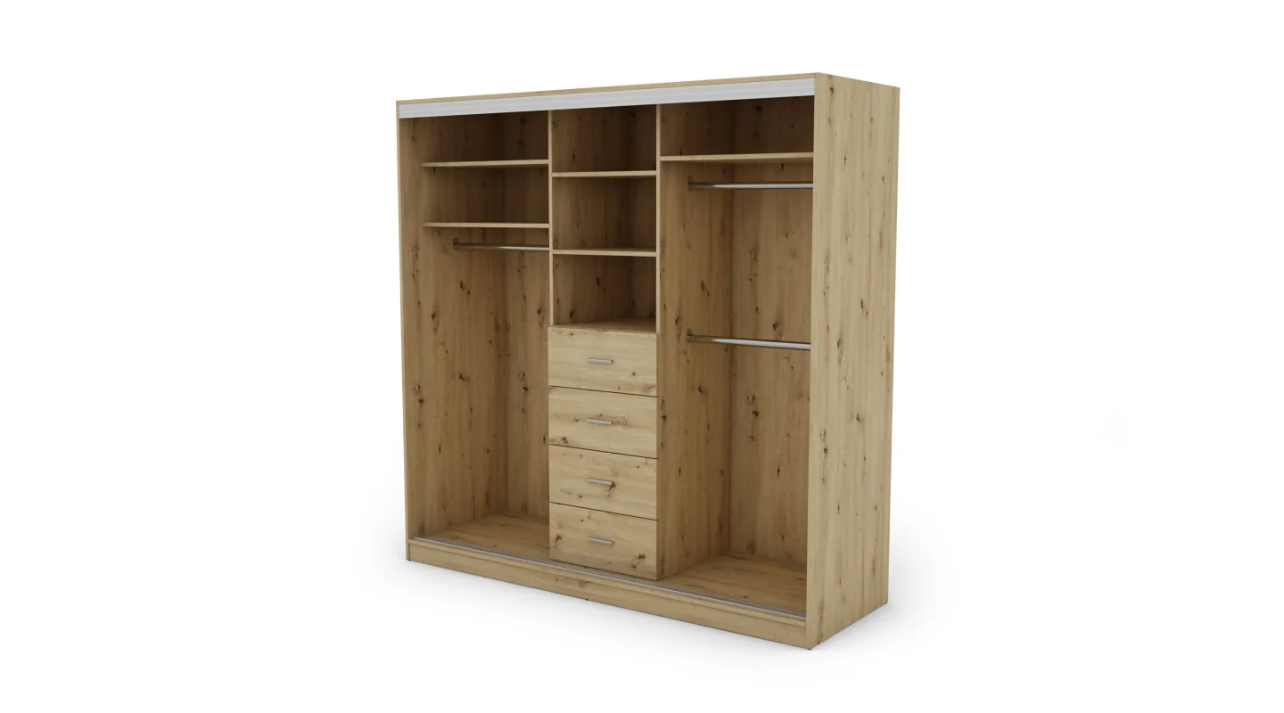 Szafa przesuwna 210x210 cm dąb artisan z szufladami – Virello | eMeblast
