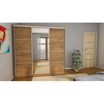 Szafa przesuwna 210x210 cm dąb Lefkas z lustrem i szufladami – Virello | eMeblast