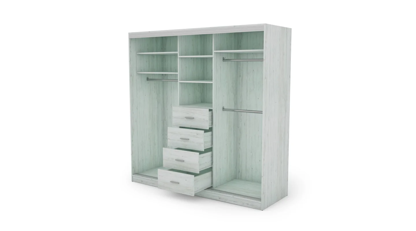 Szafa przesuwna 210x210 cm sosna Andersen z lustrem i szufladami – Virello | eMeblast
