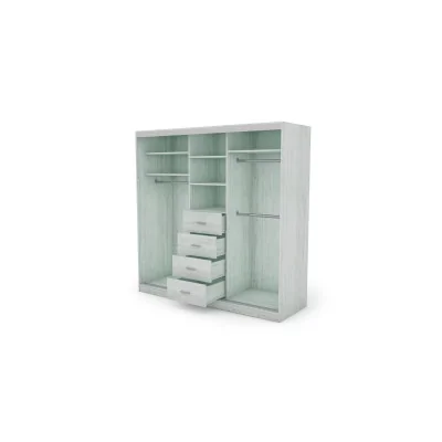 Szafa przesuwna 210x210 cm sosna Andersen z lustrem i szufladami – Virello | eMeblast
