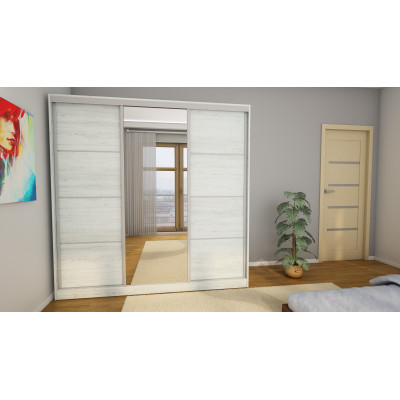 Szafa przesuwna 210x210 cm sosna Andersen z lustrem i szufladami – Virello | eMeblast