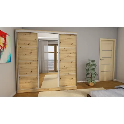 Szafa przesuwna 210x210 cm dąb artisan z lustrem i szufladami – Virello | eMeblast