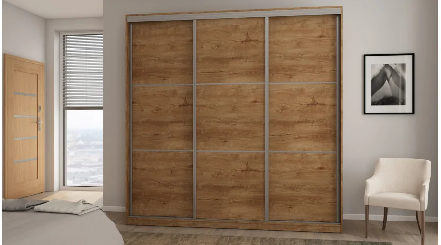 Szafa przesuwna 220x220 cm dąb Lefkas z koszami i szufladami – Norvello | eMeblast