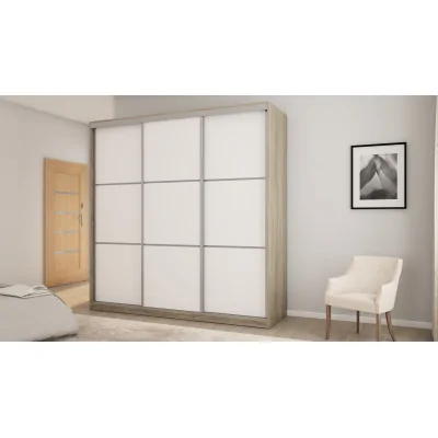 Szafa przesuwna 220x220 cm biel / dąb sonoma jasna z koszami – Norvello | eMeblast