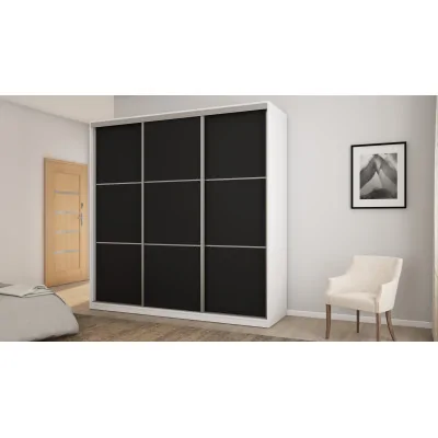 Szafa przesuwna 220x220 cm biel / czarna z koszami i szufladami – Norvello | eMeblast