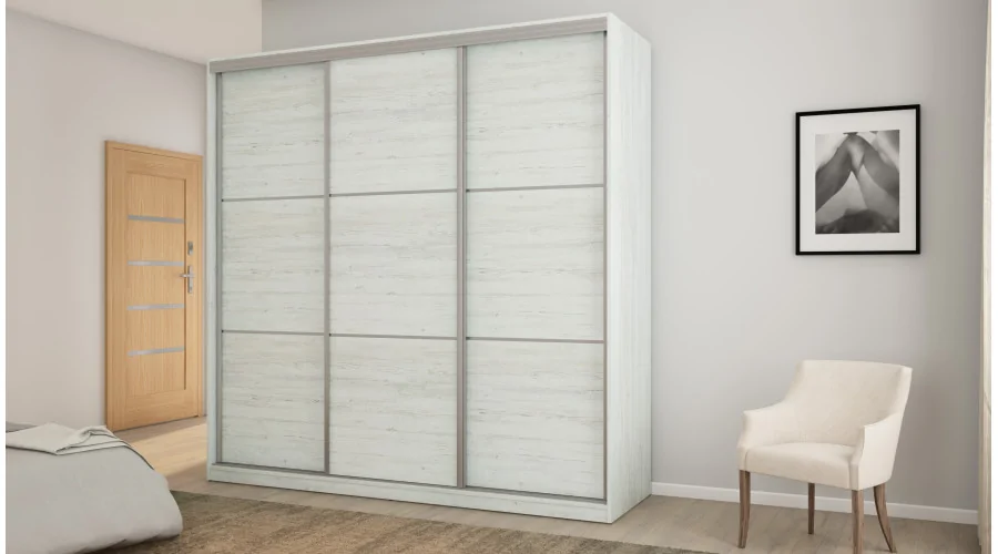 Szafa przesuwna 220x220 cm sosna Andersen z koszami i szufladami – Norvello | eMeblast Szafa przesuwna 220x220 cm sosna Andersen z koszami i szufladami – Norvello | eMeblast