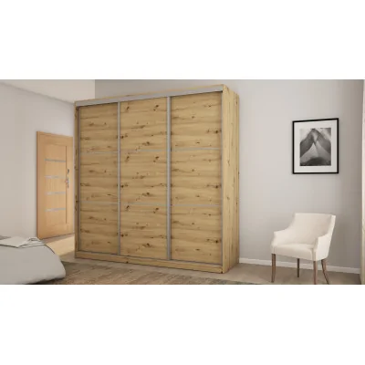 Szafa przesuwna 220x220 cm dąb artisan z koszami i szufladami – Norvello | eMeblast