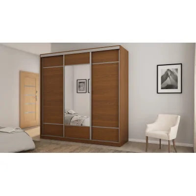 Szafa przesuwna 220x220 cm wiśnia Porto z lustrem, koszami i szufladami – Norvello | eMeblast