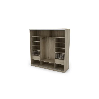 Szafa przesuwna 220x220 cm biel / dąb sonoma jasna z lustrem – Norvello | eMeblast