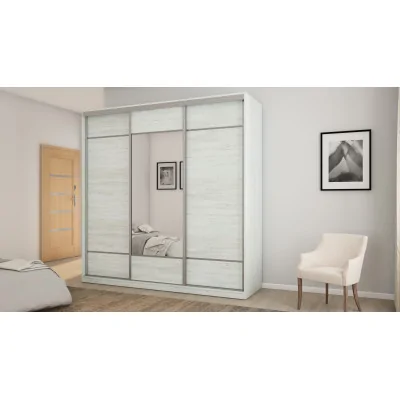 Szafa przesuwna 220x220 cm sosna Andersen z lustrem, koszami i szufladami – Norvello | eMeblast