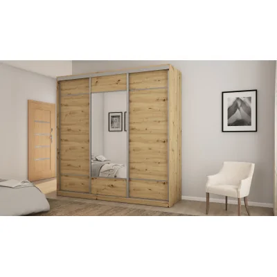 Szafa przesuwna 220x220 cm dąb artisan z lustrem, koszami i szufladami – Norvello | eMeblast