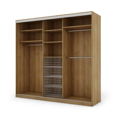Szafa przesuwna 230x220 cm dąb Riva / grafit z koszami – Arvello | eMeblast