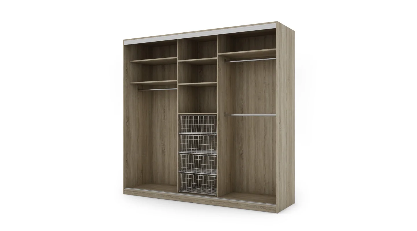 Szafa przesuwna 230x220 cm dąb sonoma jasna z koszami – Arvello | eMeblast