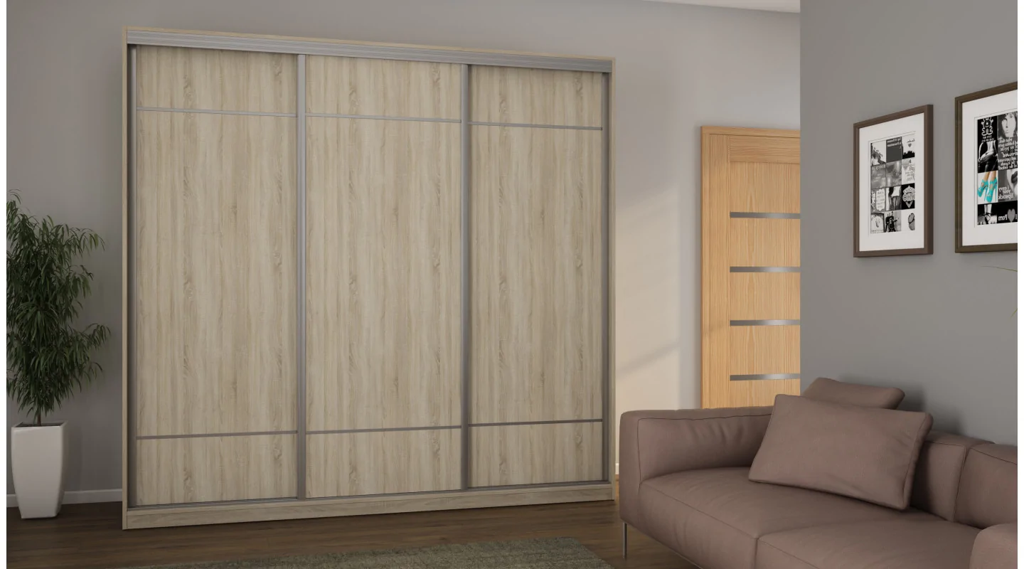 Szafa przesuwna 230x220 cm dąb sonoma jasna z koszami – Arvello | eMeblast