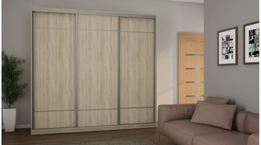 Szafa przesuwna 230x220 cm dąb sonoma jasna z koszami – Arvello | eMeblast