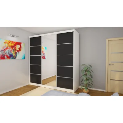 Szafa przesuwna 240x240 cm biel / czarna z lustrem – Monvero | eMeblast