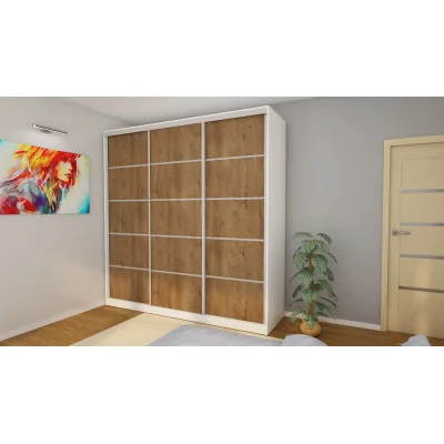 Szafa przesuwna 240x240 cm biel / dąb Lefkas z szufladami – Monvero | eMeblast