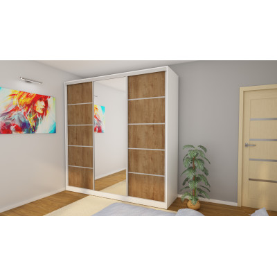 Szafa przesuwna 240x240 cm biel / dąb Lefkas z lustrem – Monvero | eMeblast
