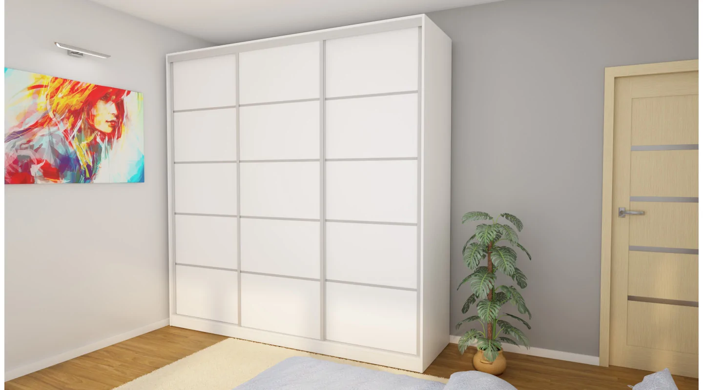Szafa przesuwna 240x240 cm biała z szufladami – Monvero | eMeblast