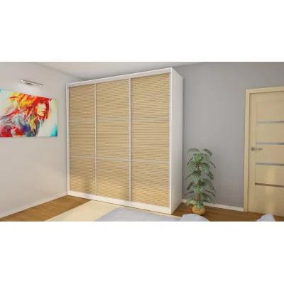 Szafa przesuwna 240x240 cm biel / dąb Gaja lamele – Monvero | eMeblast