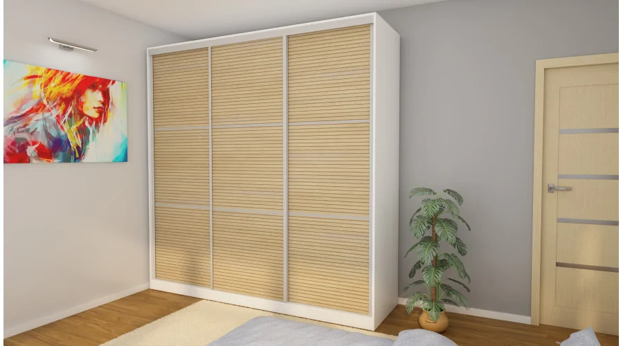 Szafa przesuwna 240x240 cm biel / dąb Gaja lamele – Monvero | eMeblast
