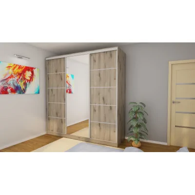 Szafa przesuwna 240x240 cm dąb Lumberjack Frost z lustrem – Monvero | eMeblast