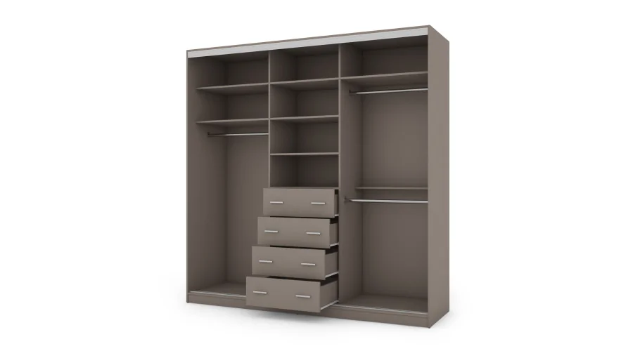 Szafa przesuwna 240x240 cm sepia z lustrem i szufladami – Monvero | eMeblast