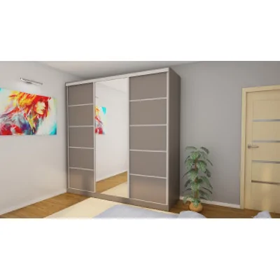 Szafa przesuwna 240x240 cm sepia z lustrem i szufladami – Monvero | eMeblast