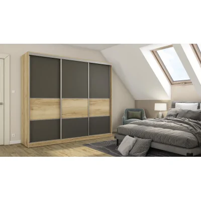Szafa przesuwna 245x220 cm dąb Grand naturalny / grafit – Verdino | eMeblast