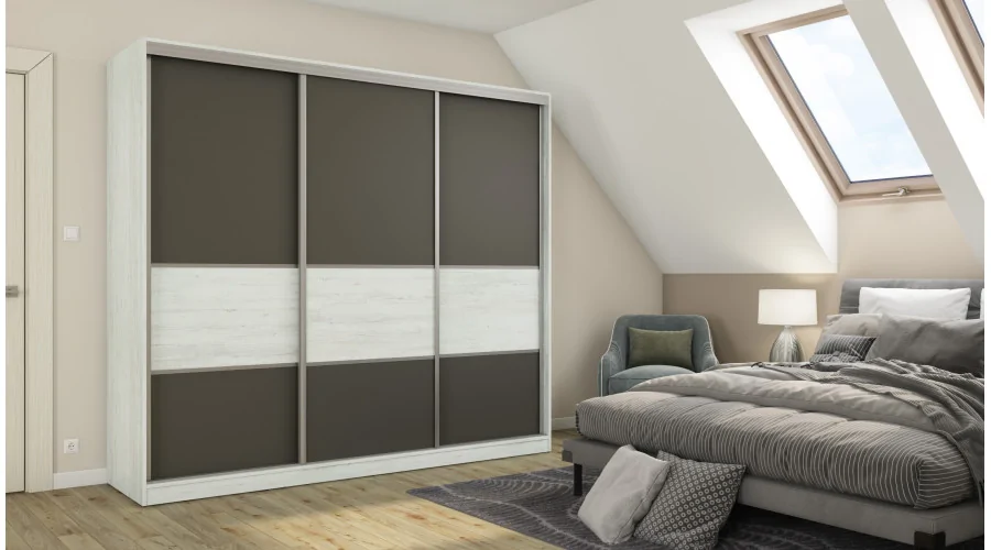 Szafa przesuwna 245x220 cm sosna Andersen / grafit – Verdino | eMeblast