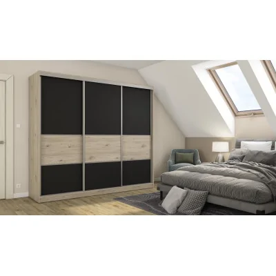 Szafa przesuwna 245x220 cm dąb Bordeaux / czarny – Verdino | eMeblast