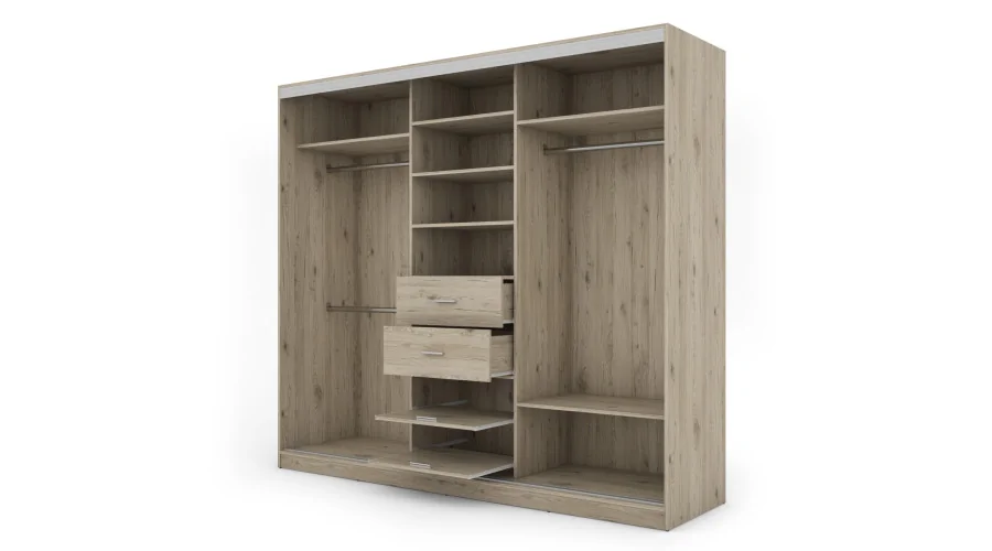 Szafa przesuwna 245x220 cm dąb Bordeaux / czarny – Verdino | eMeblast