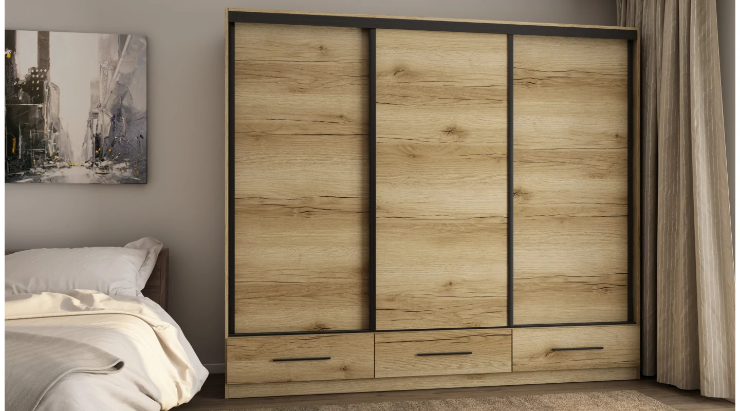 Szafa przesuwna 250x216 cm dąb Grand naturalny – Extaro | eMeblast