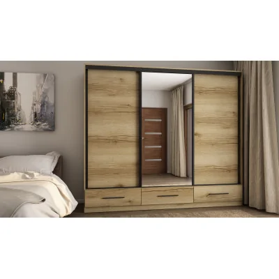 Szafa przesuwna 250x216 cm dąb Grand naturalny z lustrem – Extaro | eMeblast