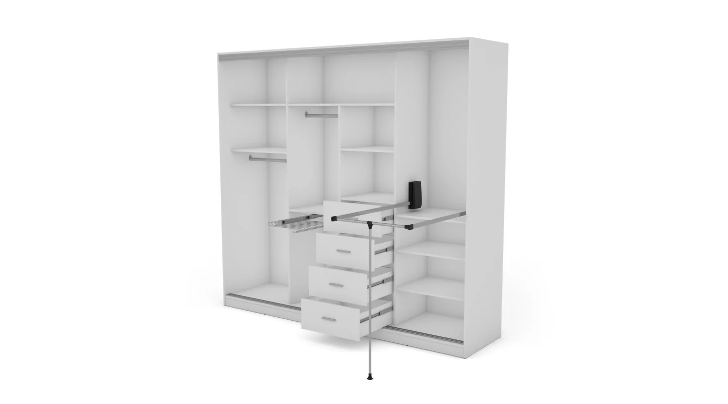 Szafa przesuwna 260x240 cm biała z 2 lustrami – Maxdoro | eMeblast