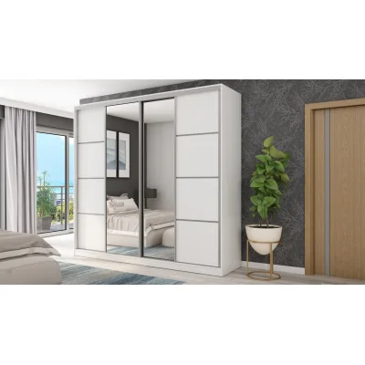 Szafa przesuwna 260x240 cm biała z 2 lustrami – Maxdoro | eMeblast