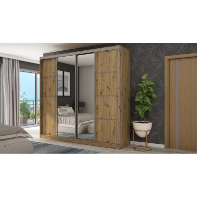 Szafa przesuwna 260x240 cm dąb Artisan z 2 lustrami – Maxdoro | eMeblast