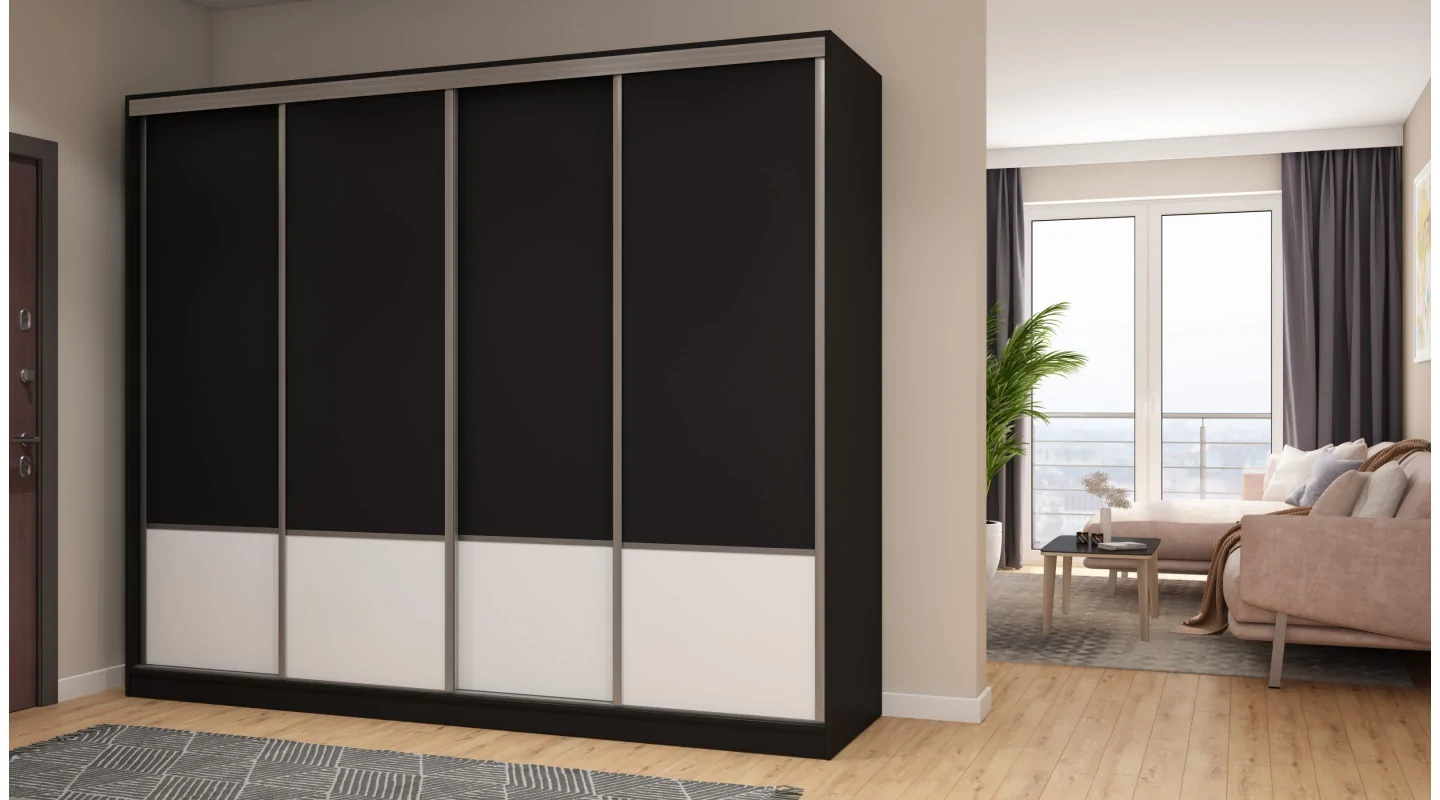 Szafa przesuwna 268x220 cm czarna / biała – Virello | eMeblast