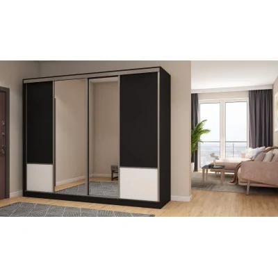 Szafa przesuwna 268x220 cm czarna / biała z 2 lustrami – Virello | eMeblast