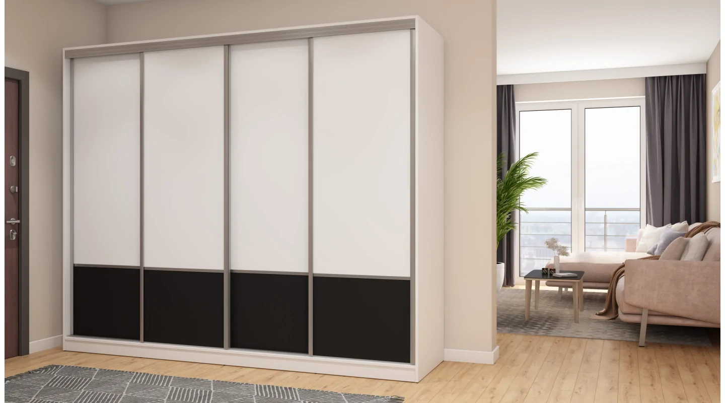 Szafa przesuwna 268x220 cm biała / czarna – Virello | eMeblast