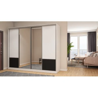 Szafa przesuwna 268x220 cm biała / czarna z 2 lustrami – Virello | eMeblast