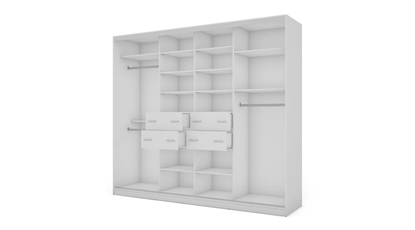 Szafa przesuwna 276x244 cm biała / sonoma jasna – Arvenzo | eMeblast Szafa przesuwna 276x244 cm biała / sonoma jasna – Arvenzo | eMeblast
