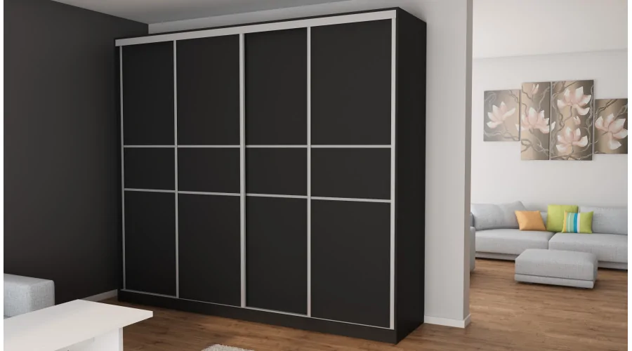 Szafa przesuwna 276x244 cm czarna – Arvenzo | eMeblast