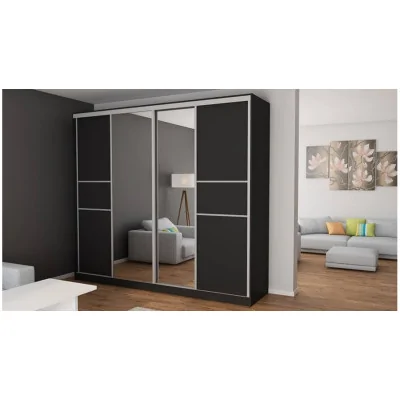 Szafa przesuwna 276x244 cm czarna z 2 lustrami – Arvenzo | eMeblast