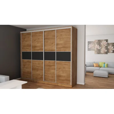 Szafa przesuwna 276x244 cm dąb Lefkas / czarna – Arvenzo | eMeblast