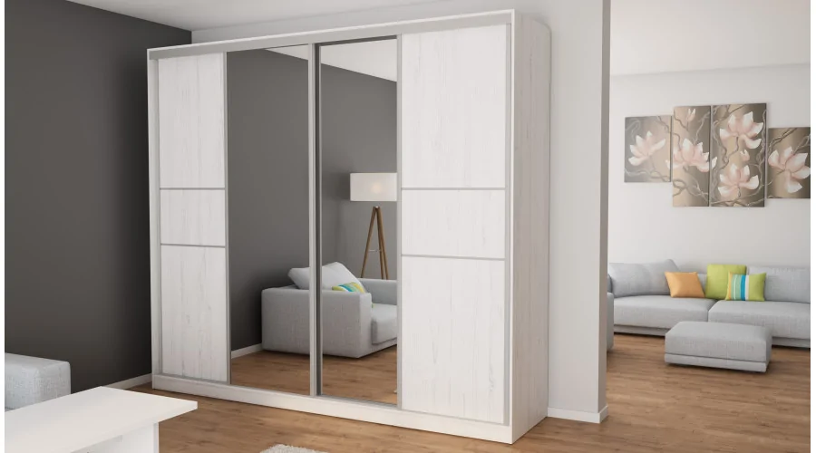 Szafa przesuwna 276x244 cm sosna Anderson z 2 lustrami – Arvenzo | eMeblast