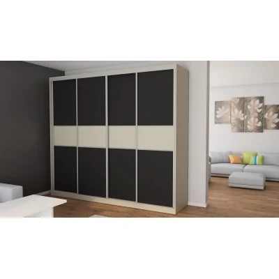 Szafa przesuwna 276x244 cm kaszmirowy beż / czarna – Arvenzo | eMeblast