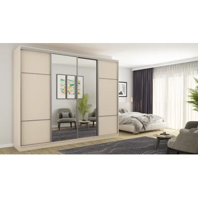 Szafa przesuwna 300x244 cm kość słoniowa 2 lustra - Grandero | eMeblast