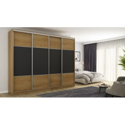 Szafa przesuwna 300x244 cm dąb karmel czarny - Grandero | eMeblast